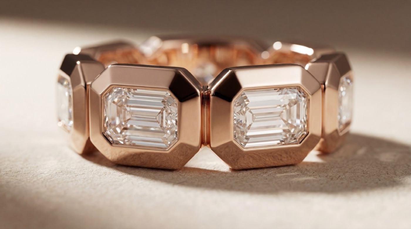 Noor Brilliant Jewelry – Eternity Ring Produktshot – KI-Visual